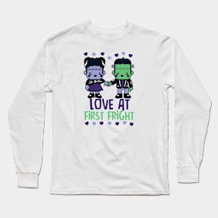 Kawaii Frankenstein's Monster and Bride of Frankenstein // Love at First Fright Long Sleeve T-Shirt